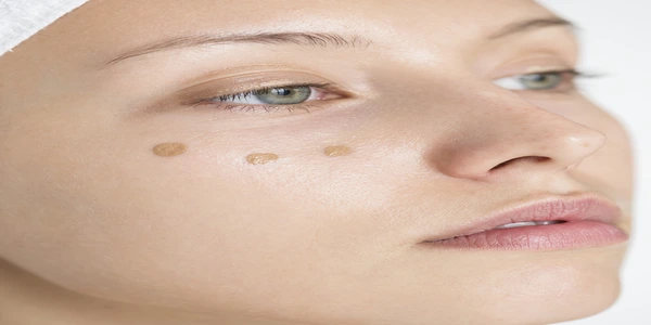 lady's face under going pigmentation treatment
